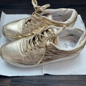 Gold Women's Leather Sneakers